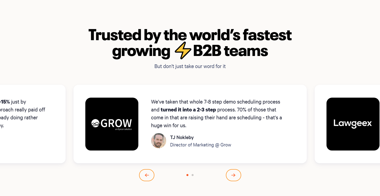 Testimonials Section @Chili Piper