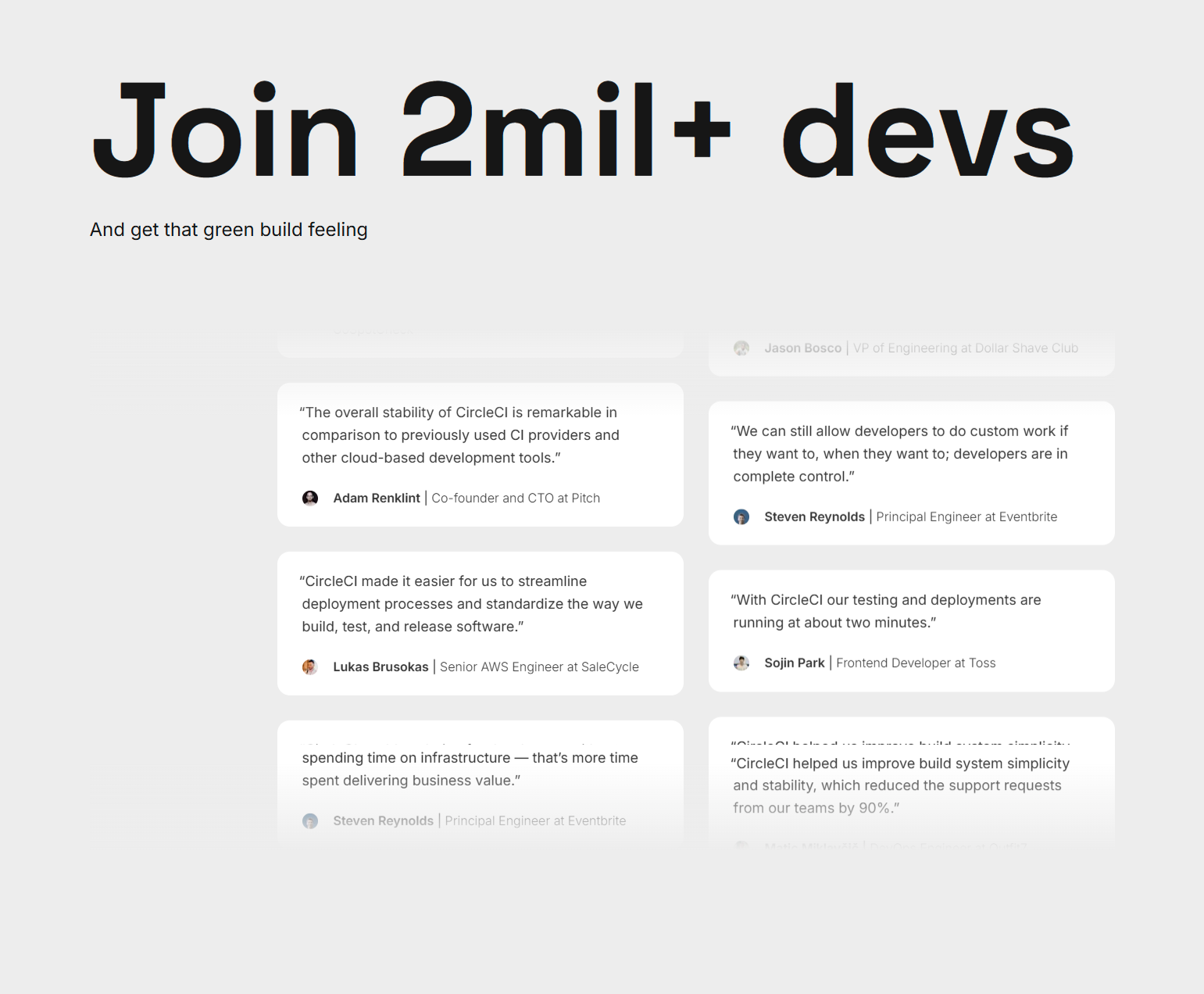 Testimonials Section @CircleCI