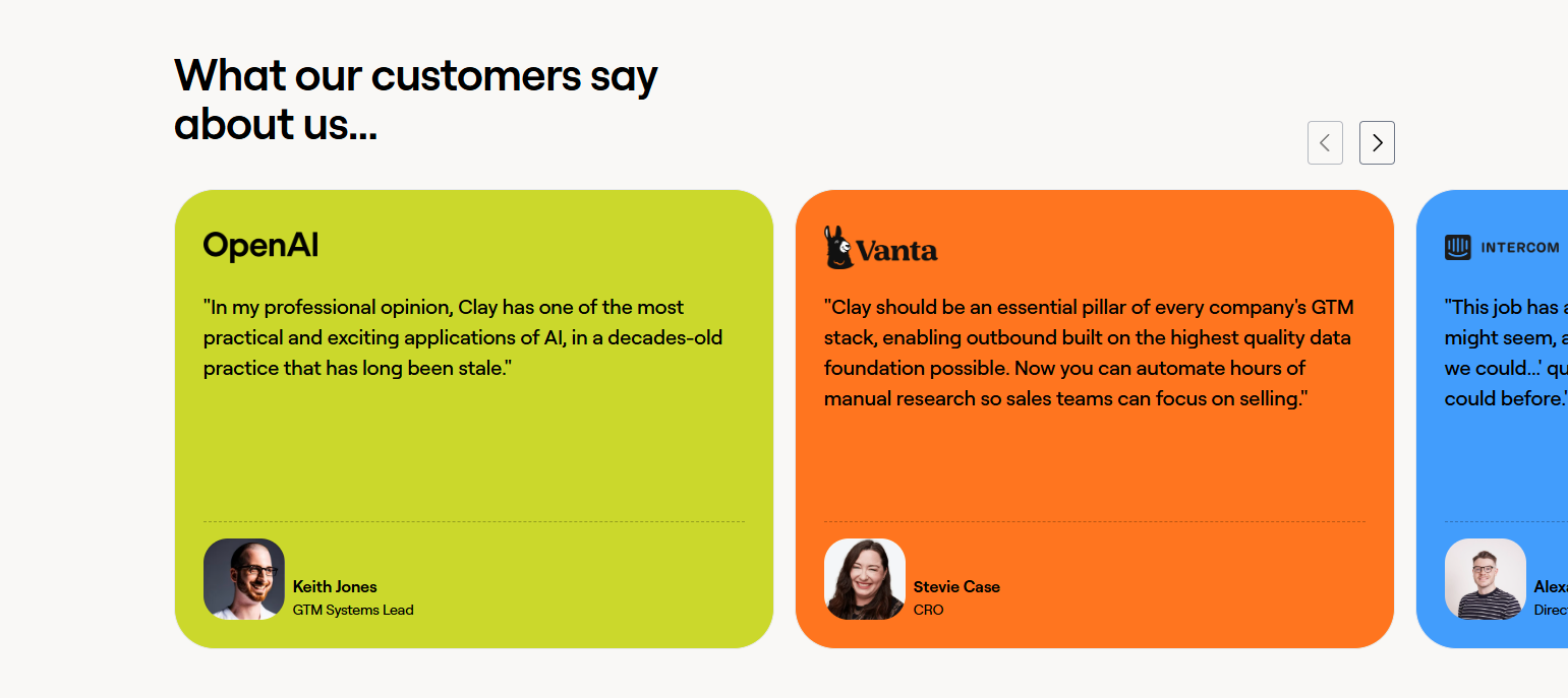 Testimonials Section @Clay