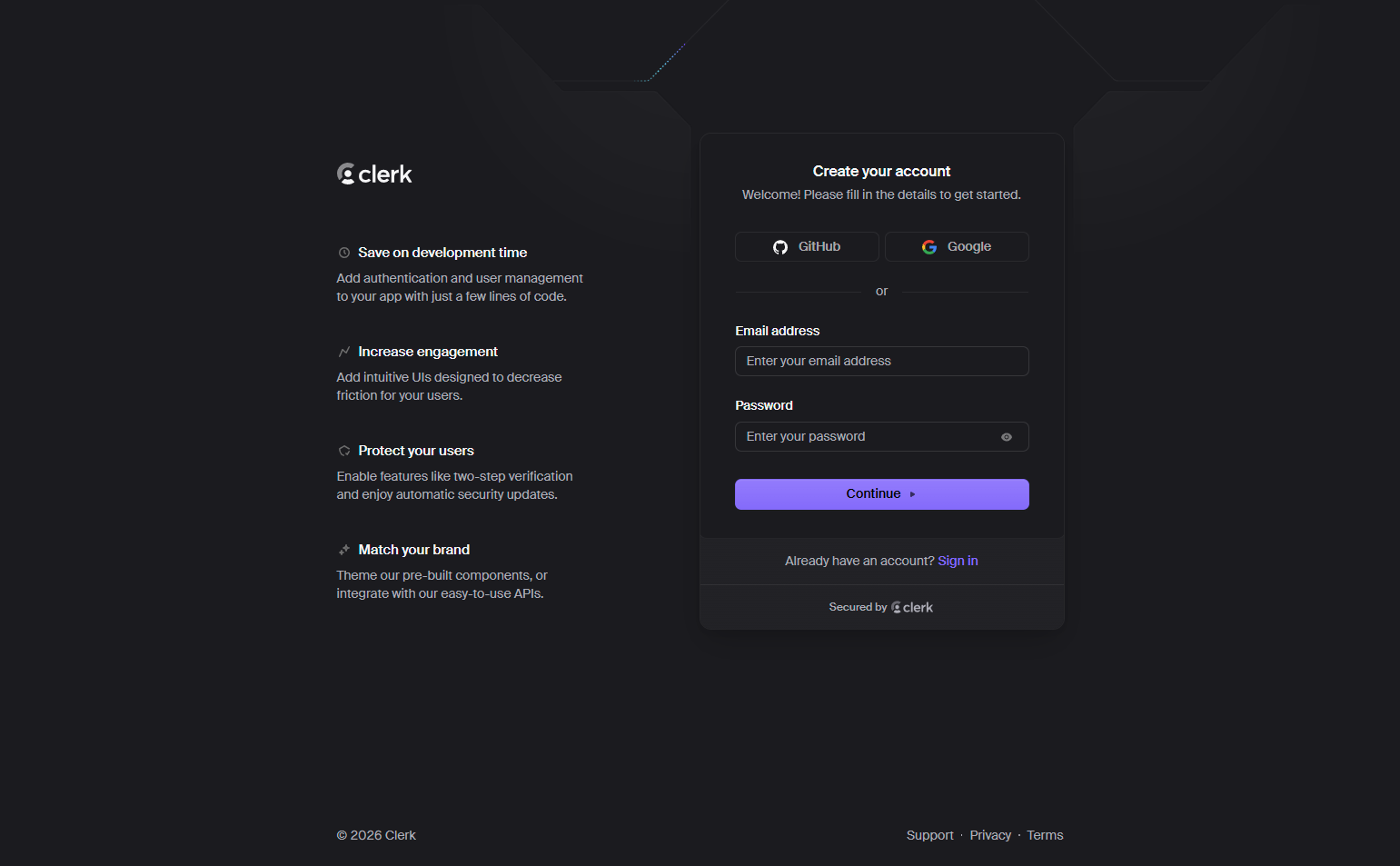 Signup @Clerk