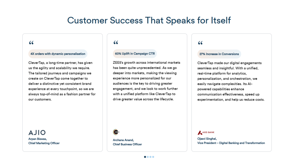 Testimonials Section @CleverTap