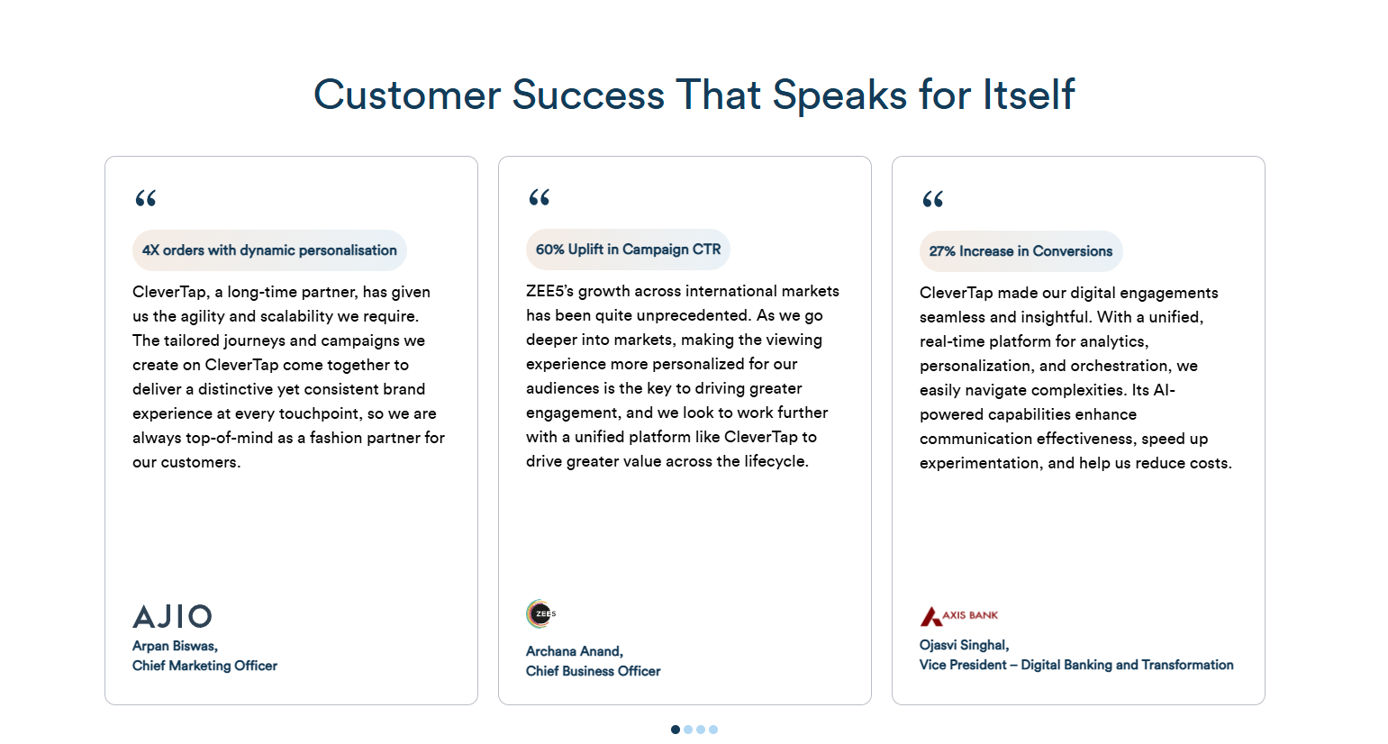 Testimonials Section @CleverTap