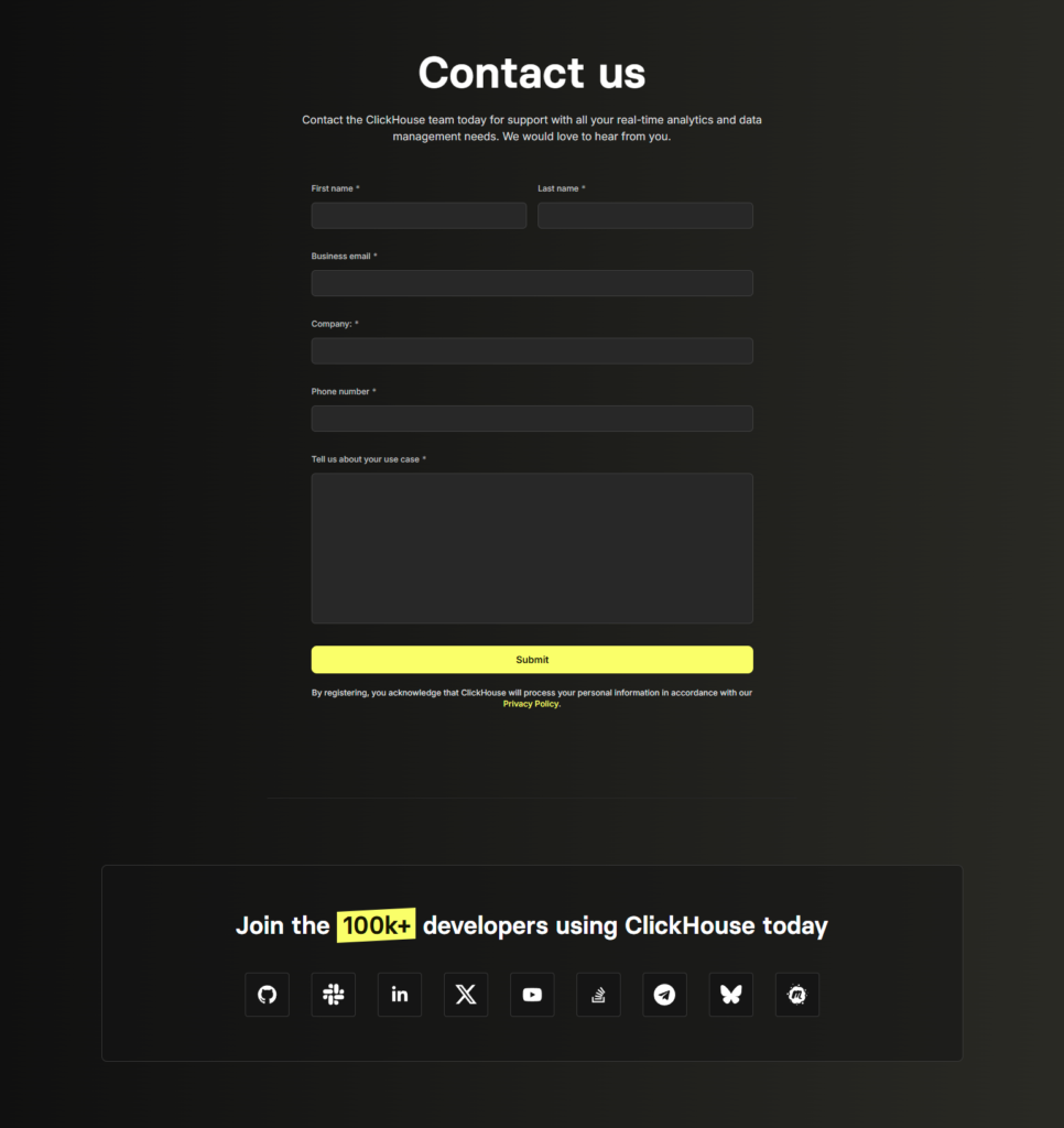 Contact Sales @ClickHouse