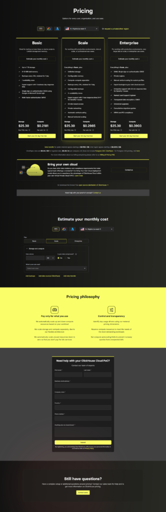 Pricing Page @ClickHouse
