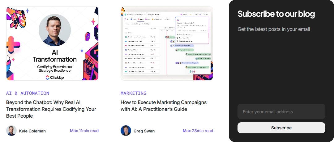 Newsletter Signup @ClickUp