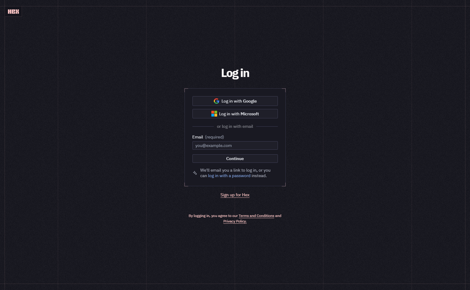 Login @Hex