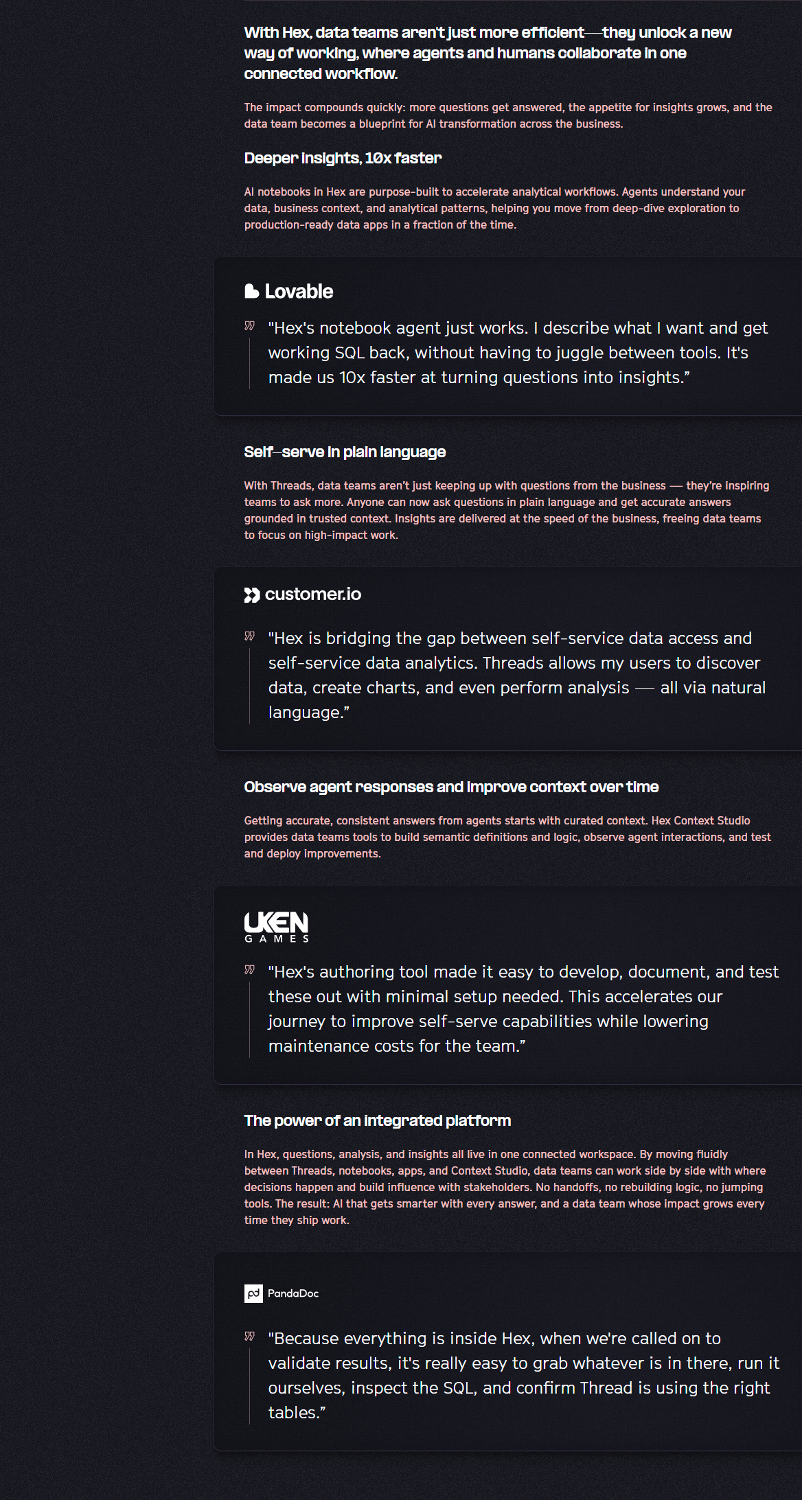 Testimonials Section @Hex