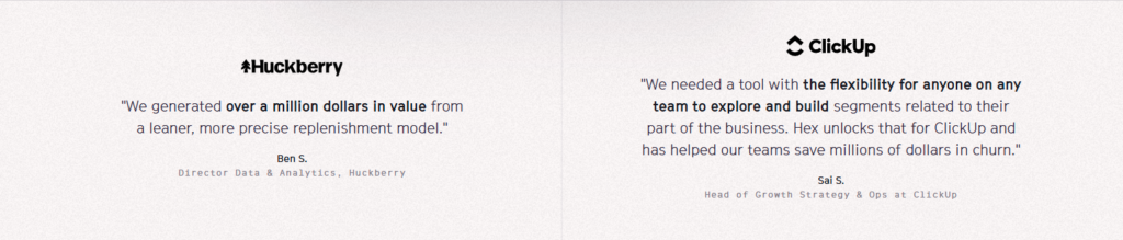 Testimonials Section @Hex