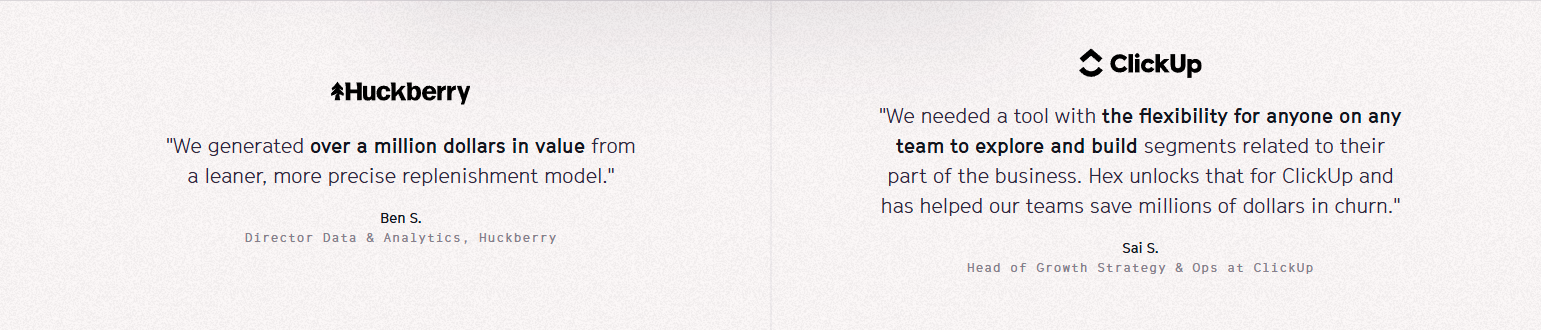 Testimonials Section @Hex