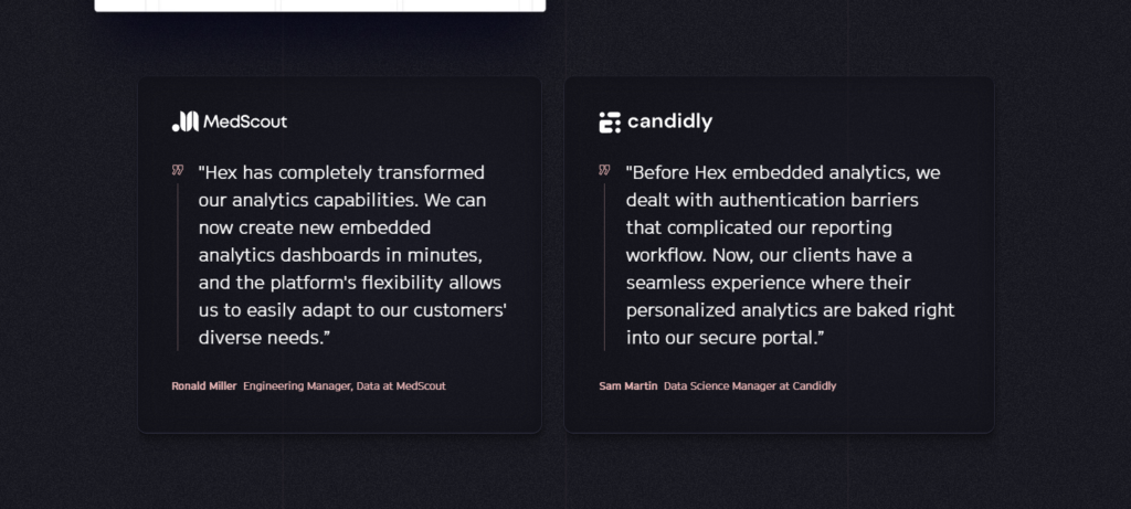 Testimonials Section @Hex