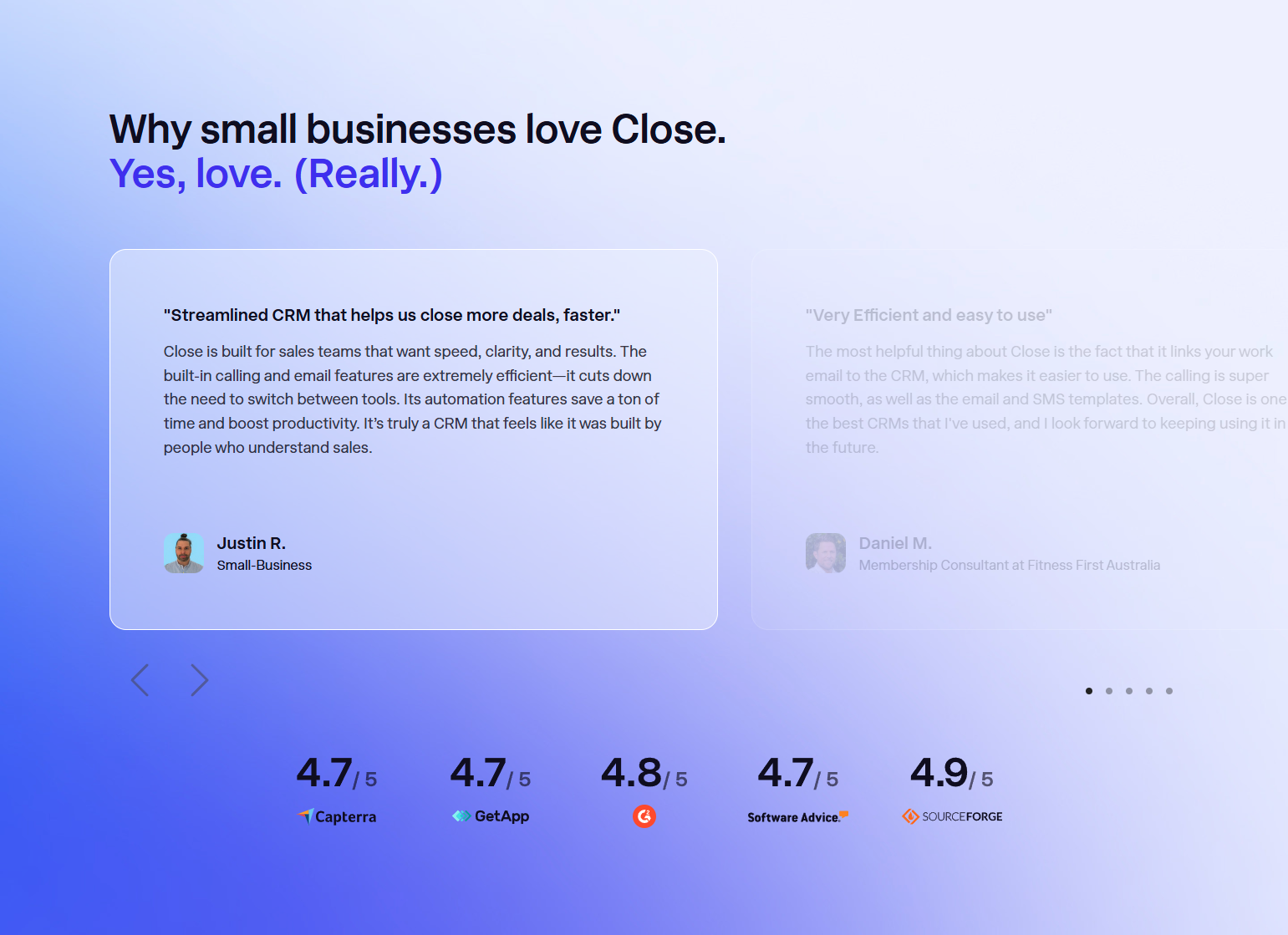 Testimonials Section @Close