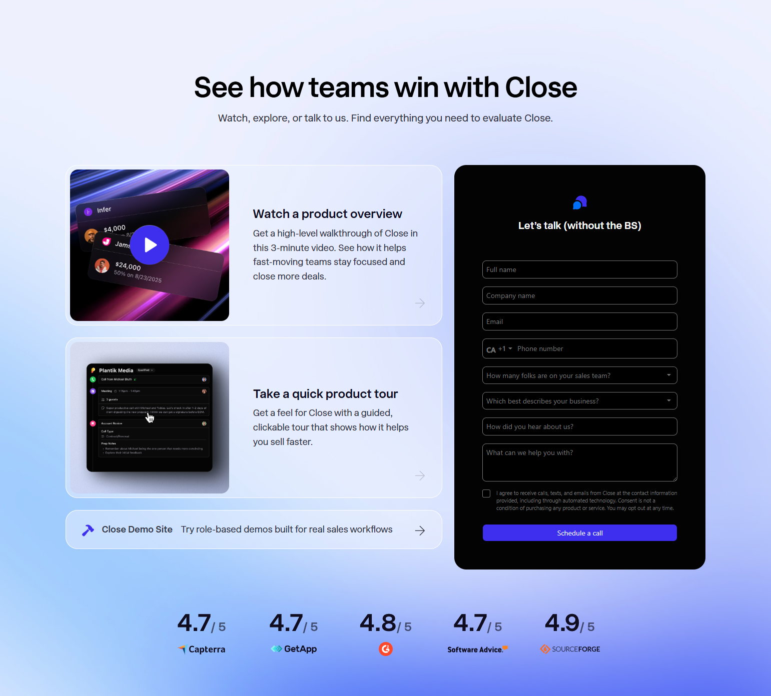 Contact Sales @Close