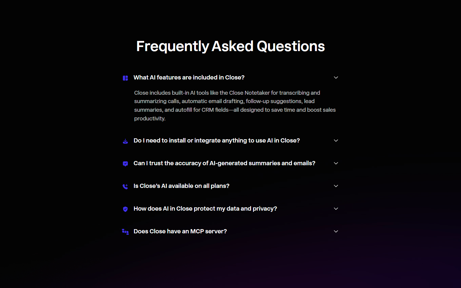 FAQ @Close