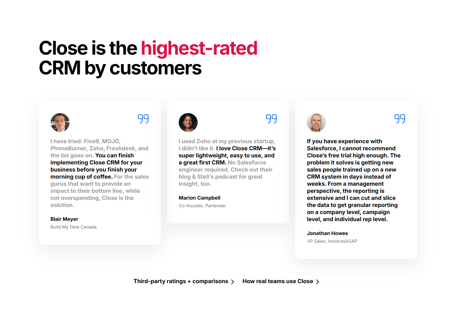 Testimonials Section @Close