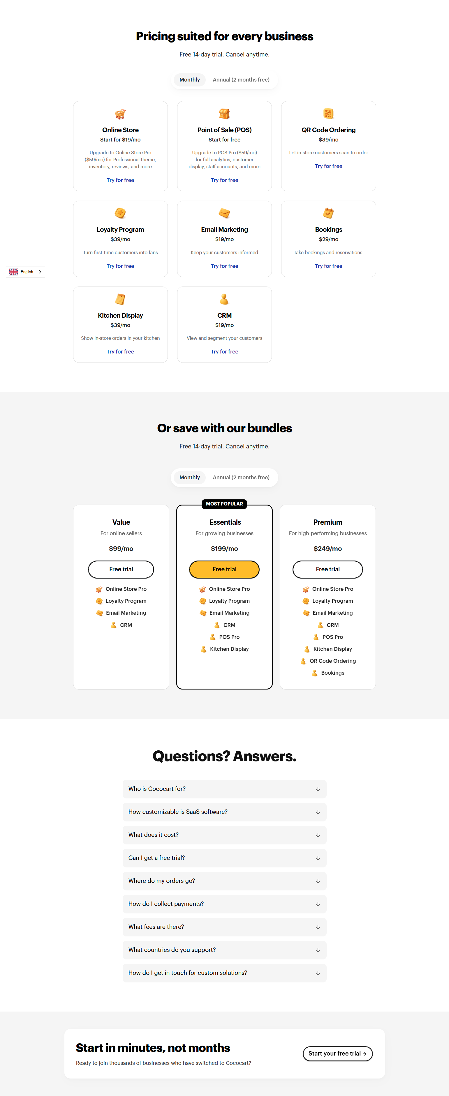 Pricing Page @Cococart
