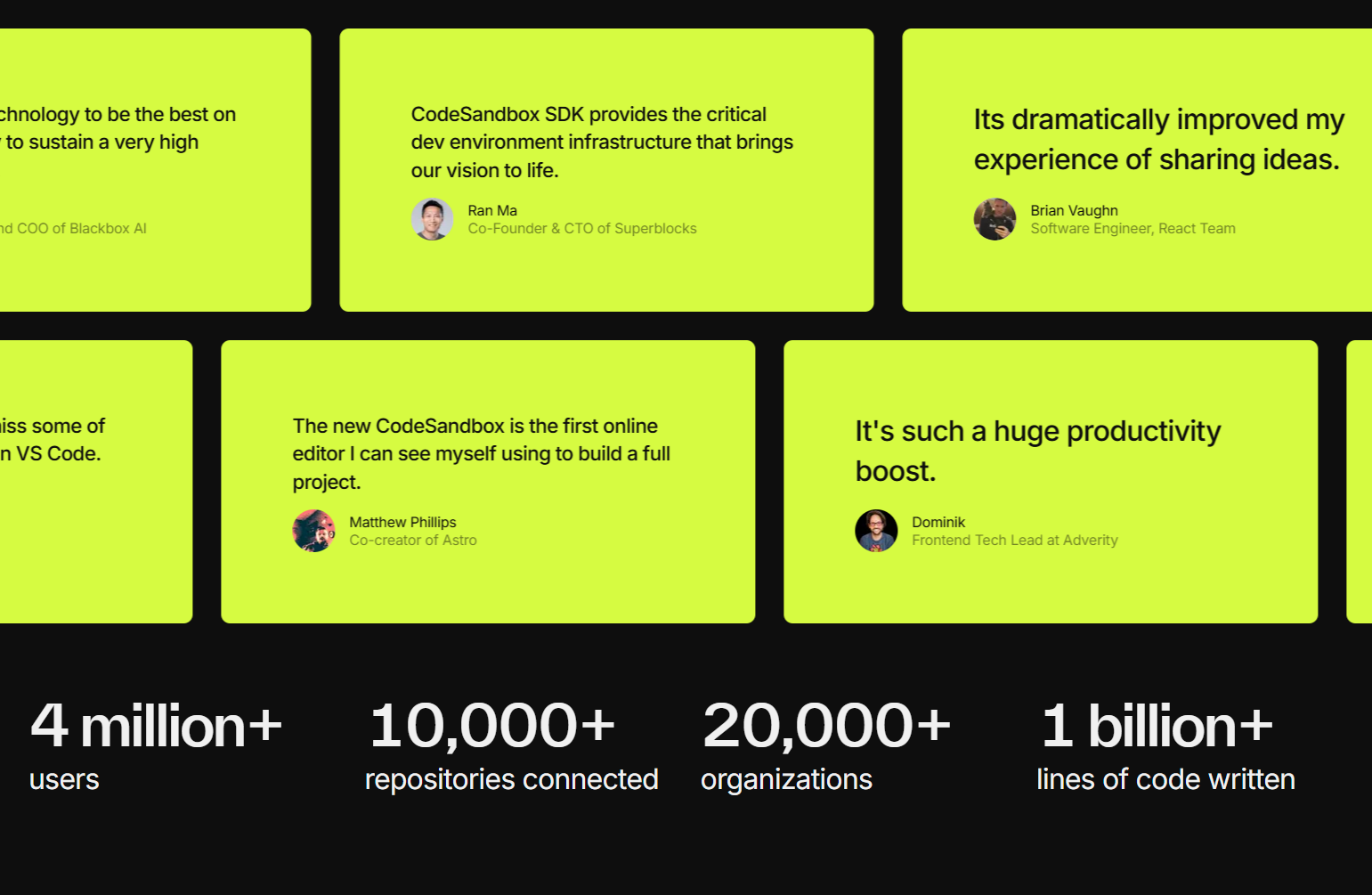 Testimonials Section @CodeSandbox