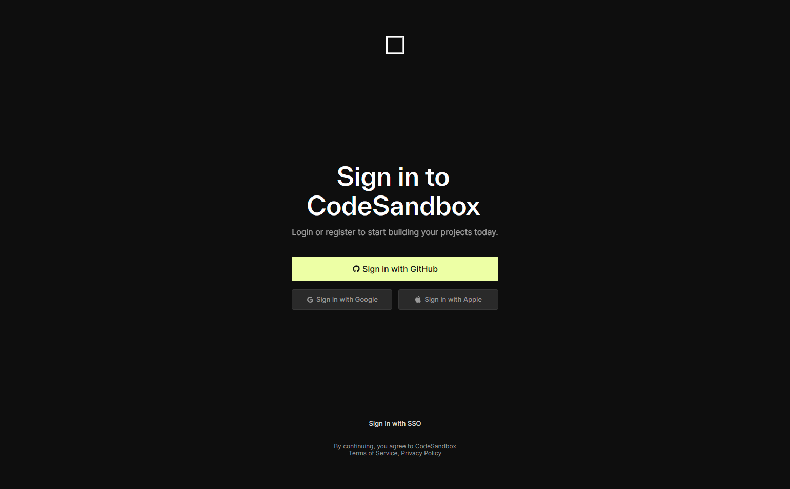 Login @CodeSandbox
