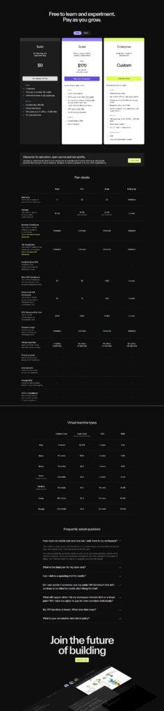 Pricing Page @CodeSandbox