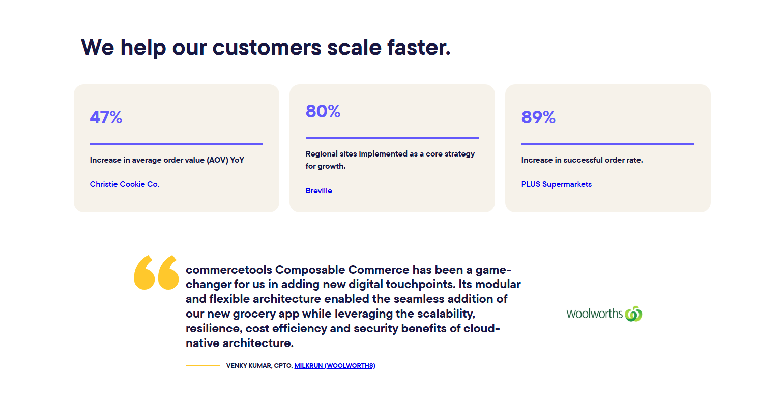 Testimonials Section @commercetools