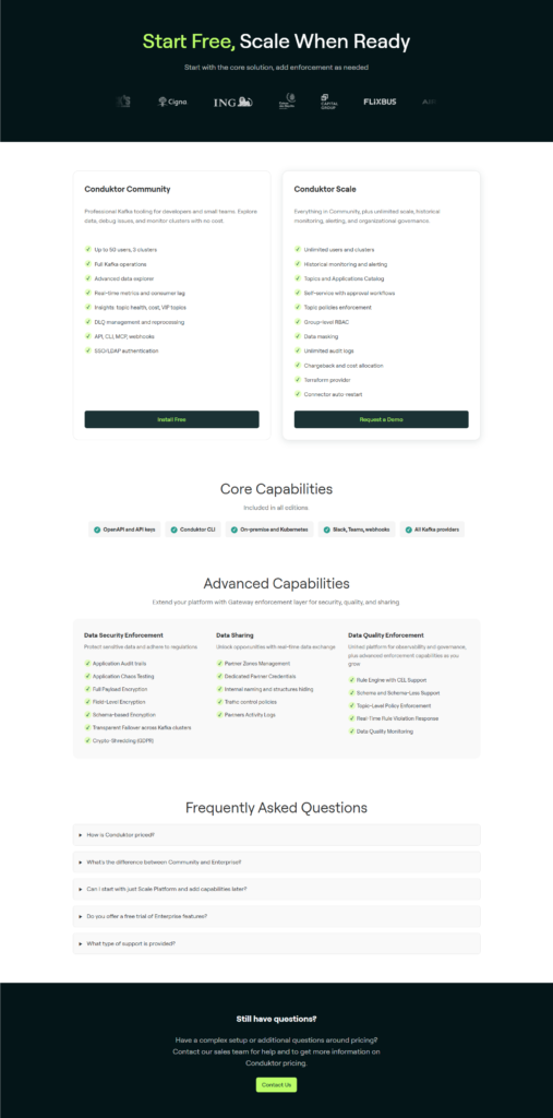 Pricing Page @Conduktor