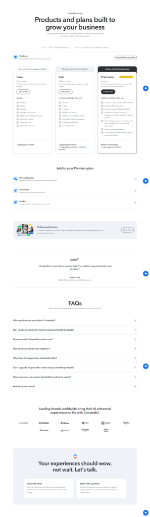 Pricing Page @Contentful