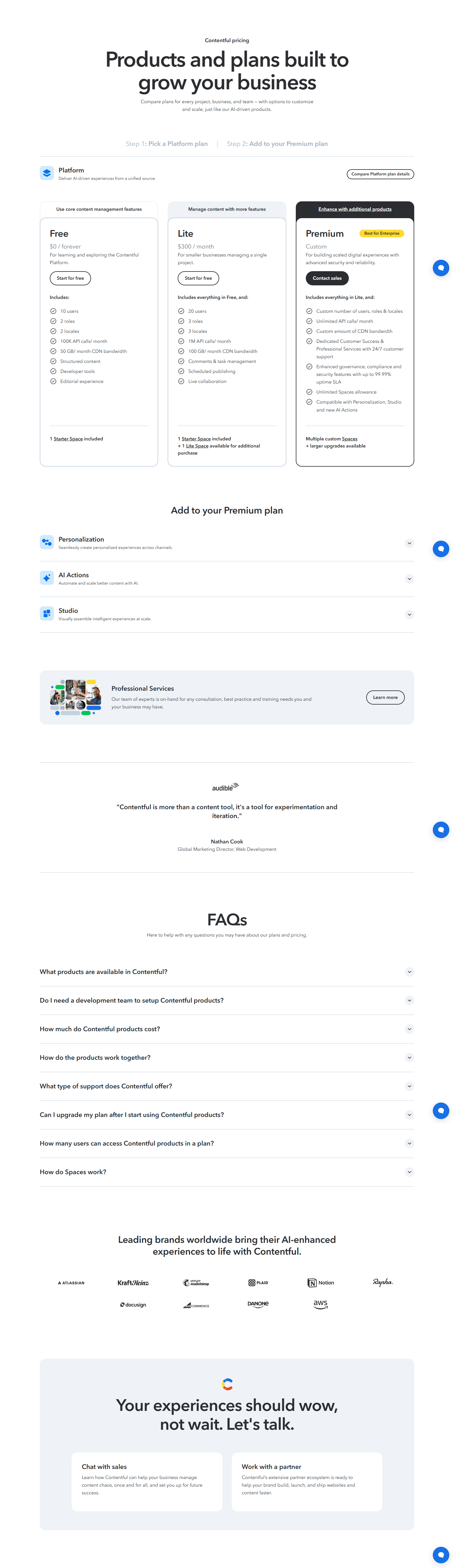 Pricing Page @Contentful