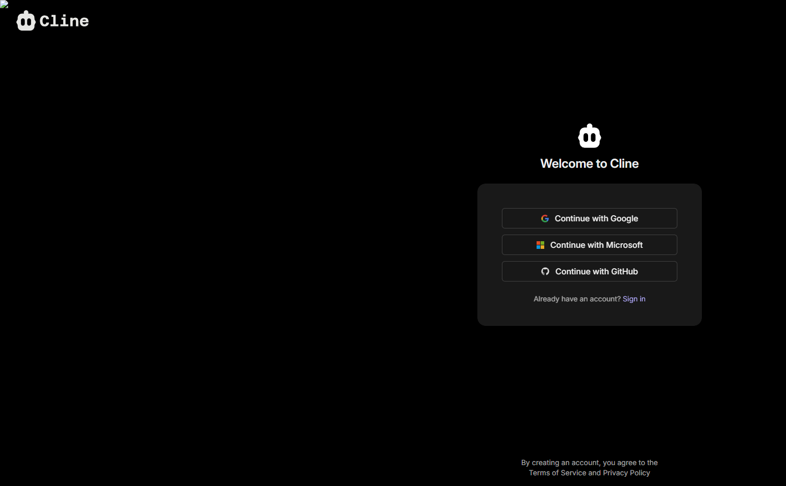 Signup @Cline