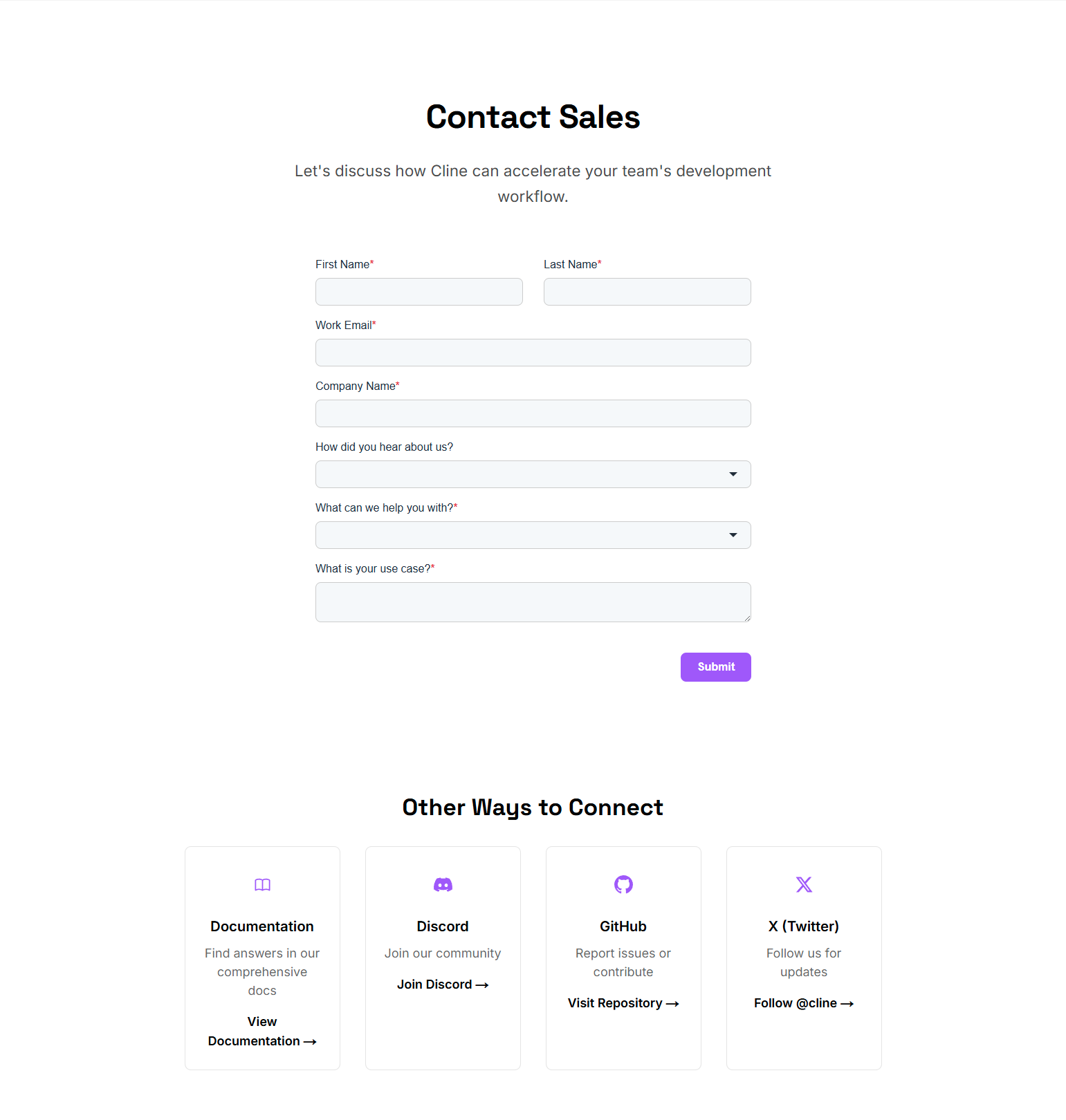 Contact Sales @Cline