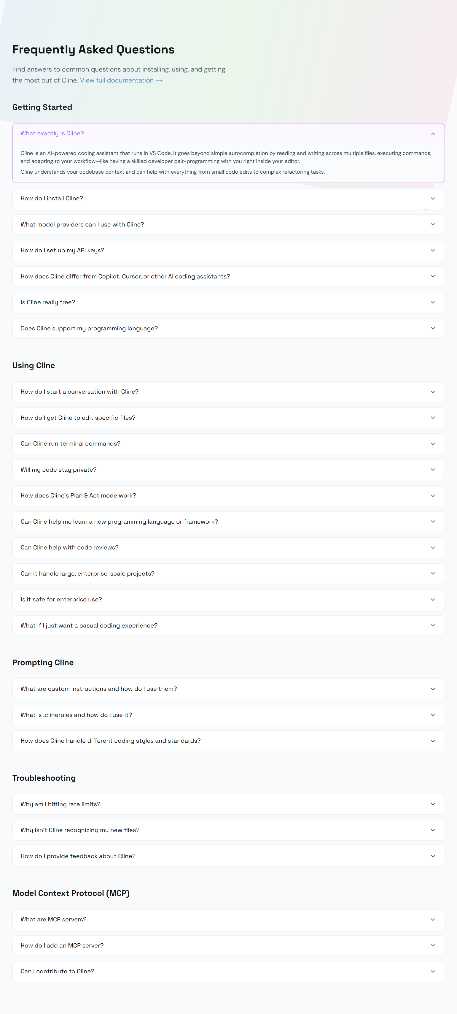 FAQ @Cline