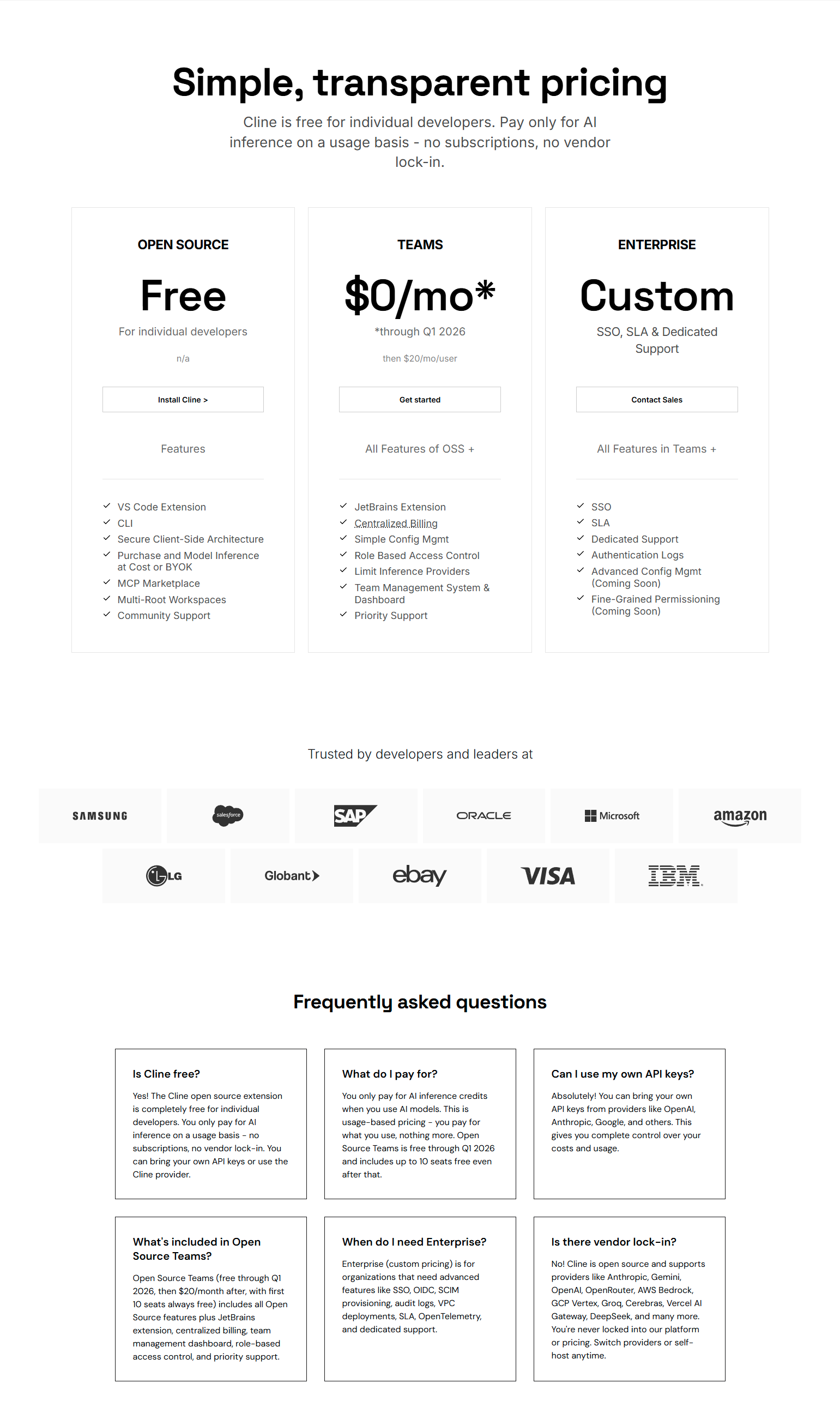 Pricing Page @Cline