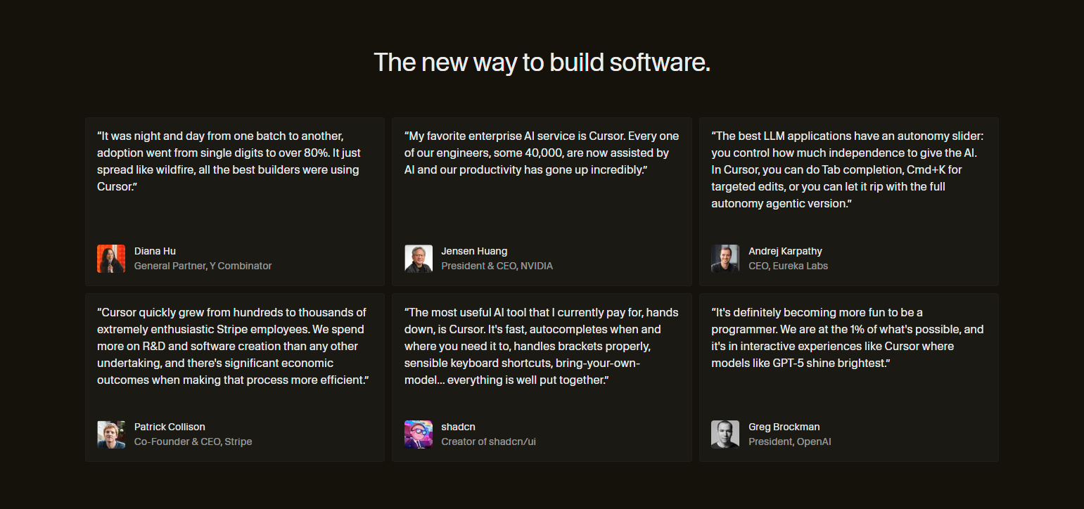 Testimonials Section @Cursor