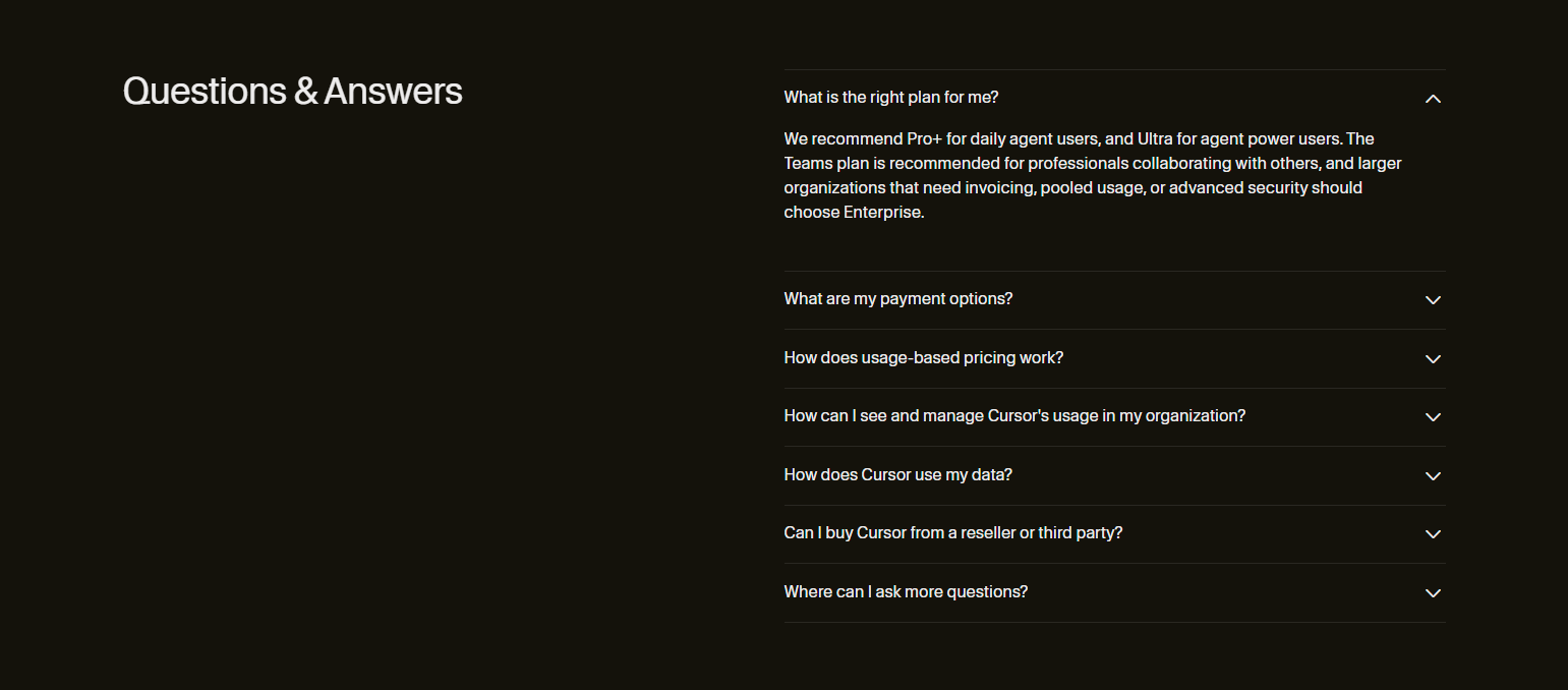 FAQ @Cursor