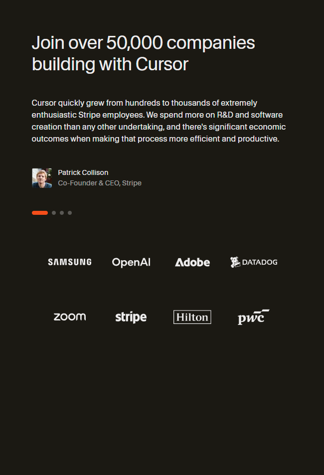 Testimonials Section @Cursor