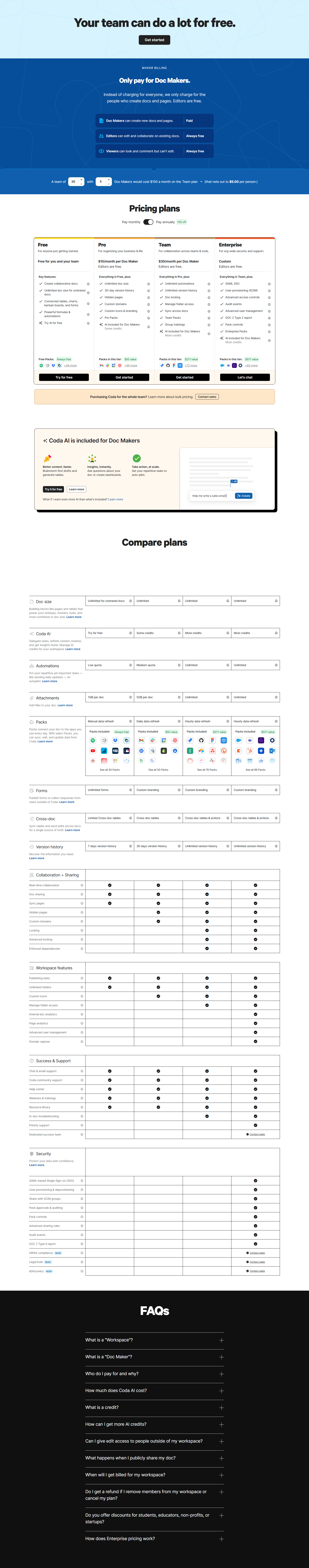Pricing Page @Coda