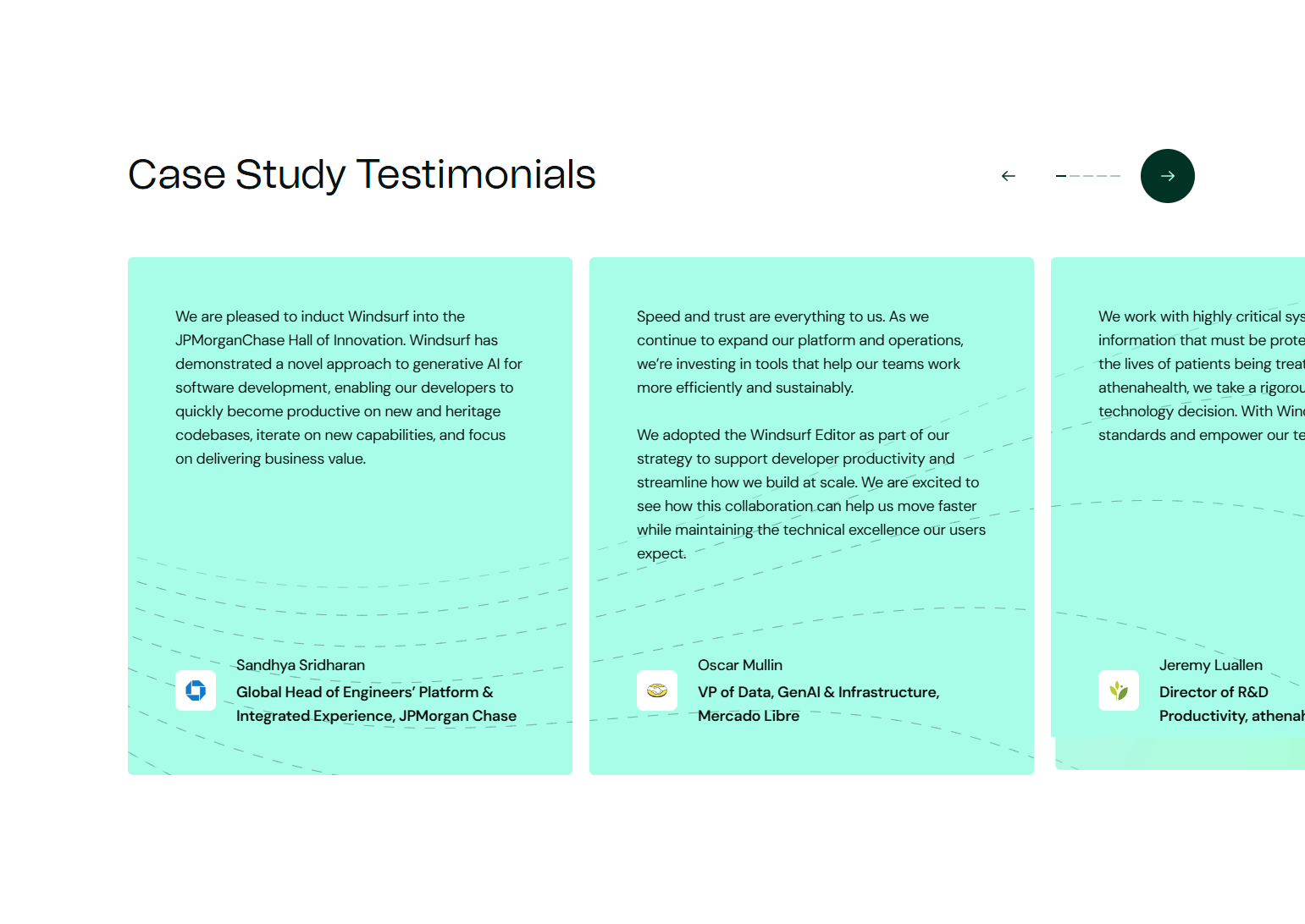 Testimonials Section @Windsurf