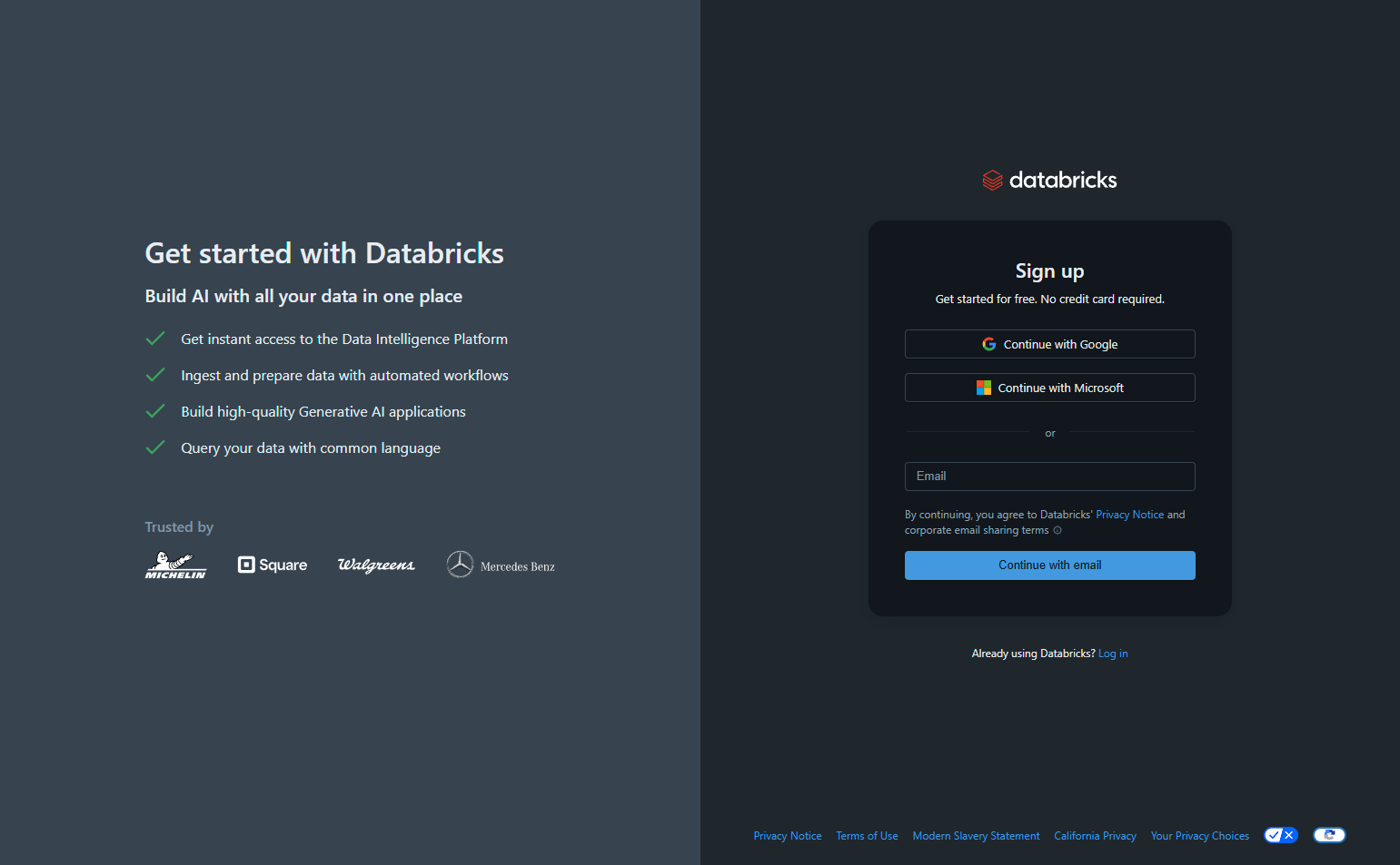 Signup @Databricks