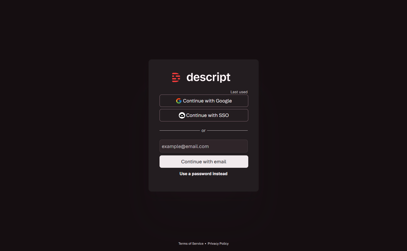 Login @Descript