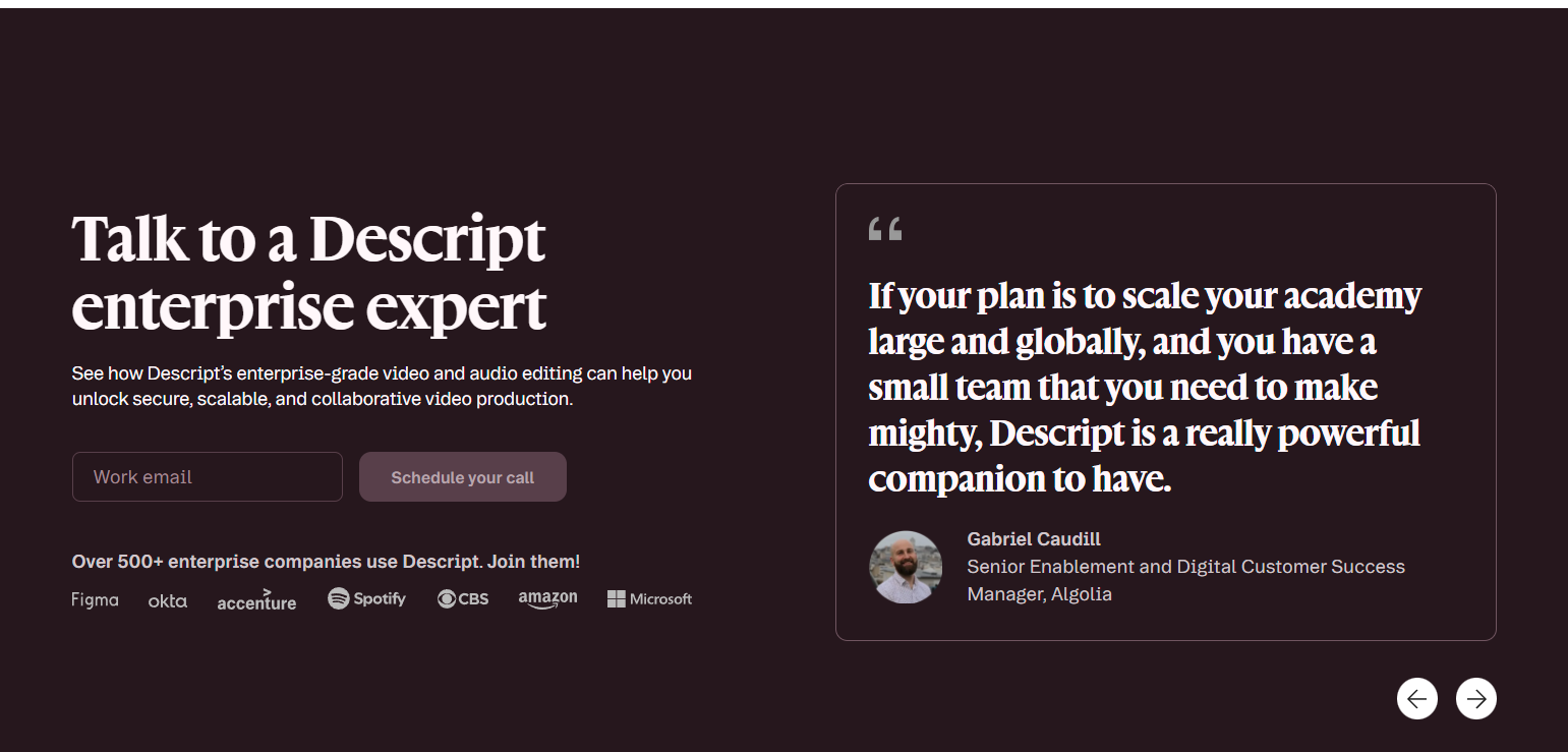 Testimonials Section @Descript