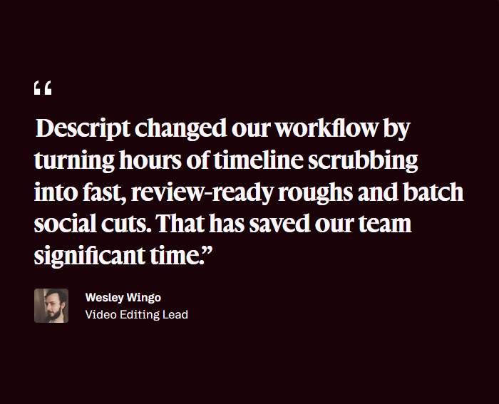 Testimonials Section @Descript