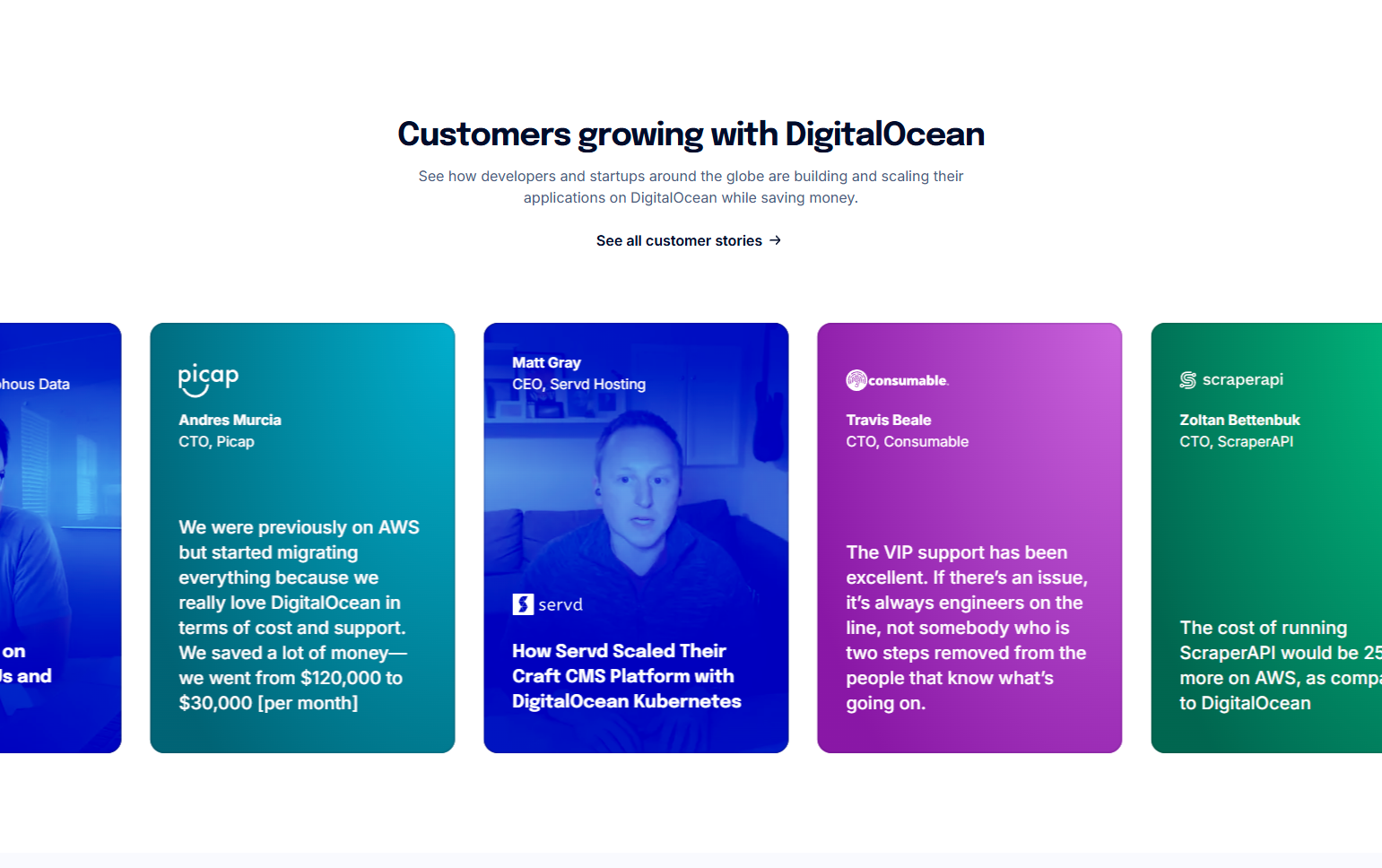 Testimonials Section @DigitalOcean