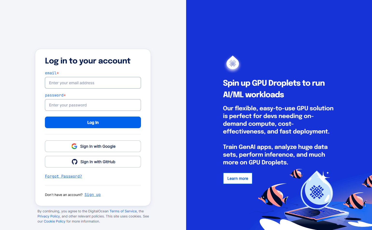 Login @DigitalOcean