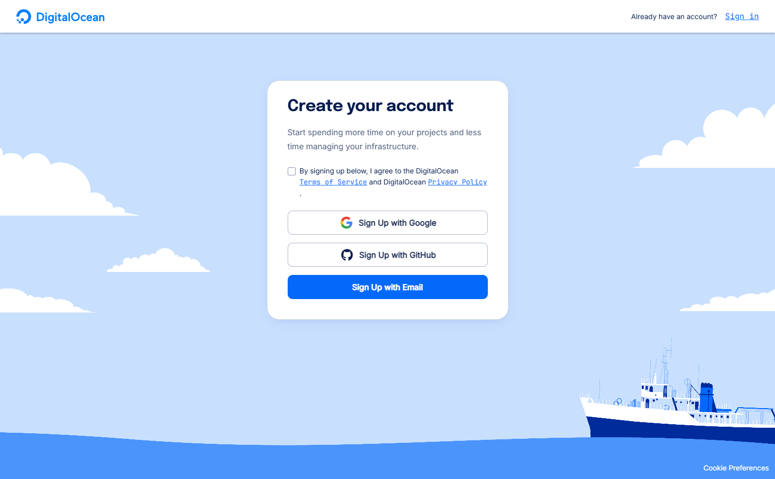 Signup @DigitalOcean
