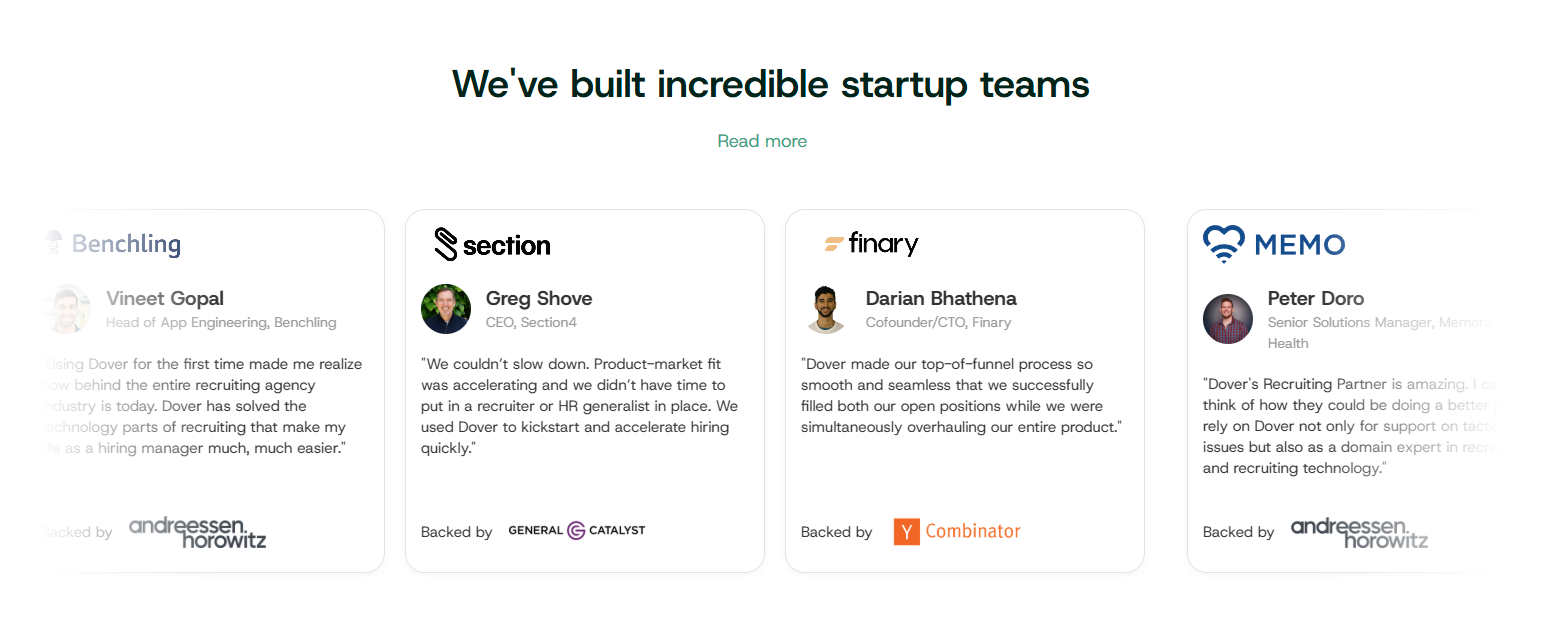 Testimonials Section @Dover