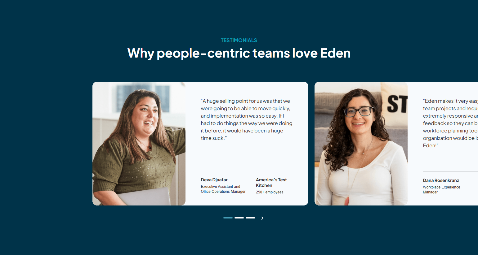 Testimonials Section @Eden Tech