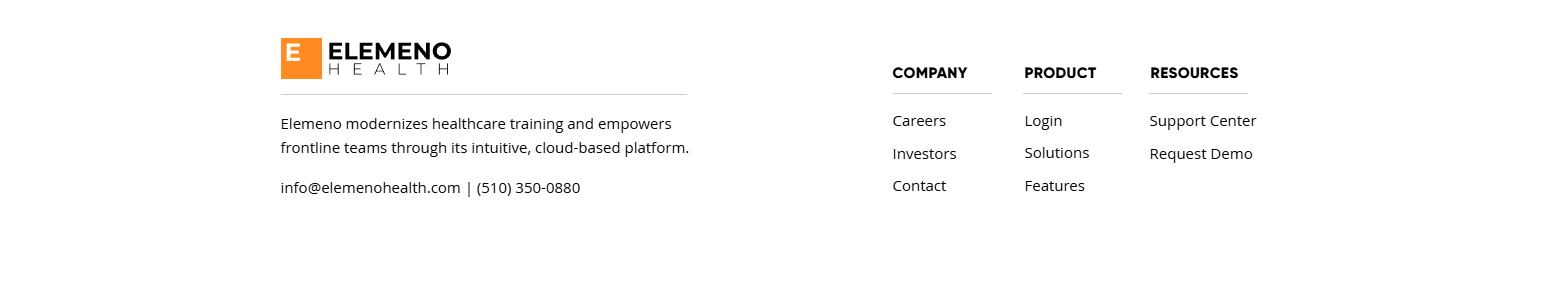 Footer @Elemeno Health