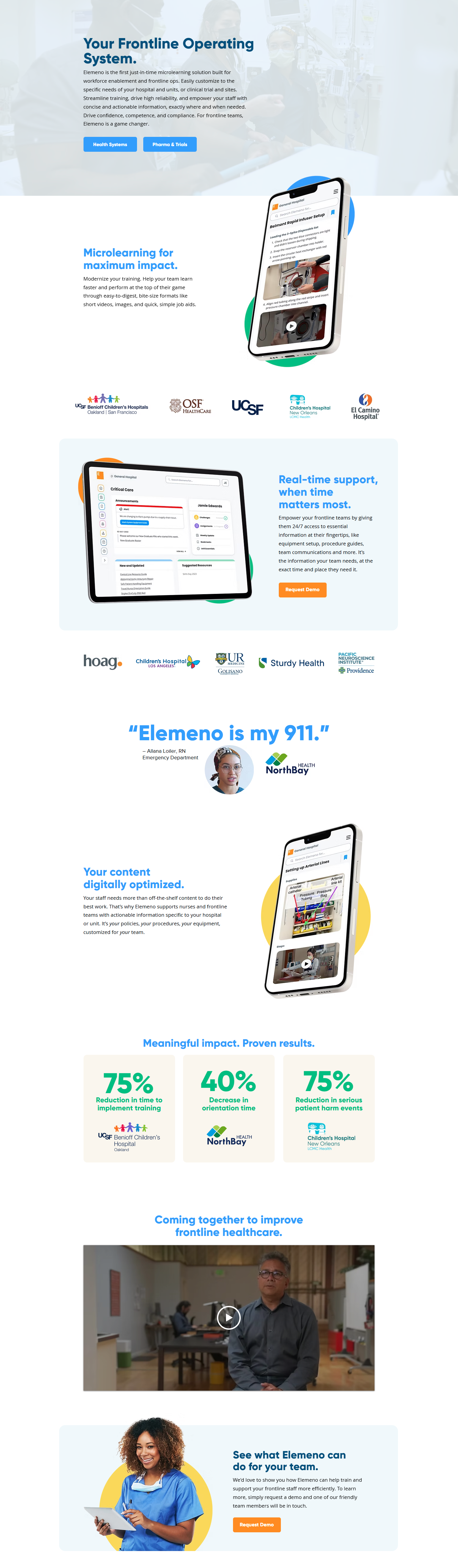 Landing Page @Elemeno Health