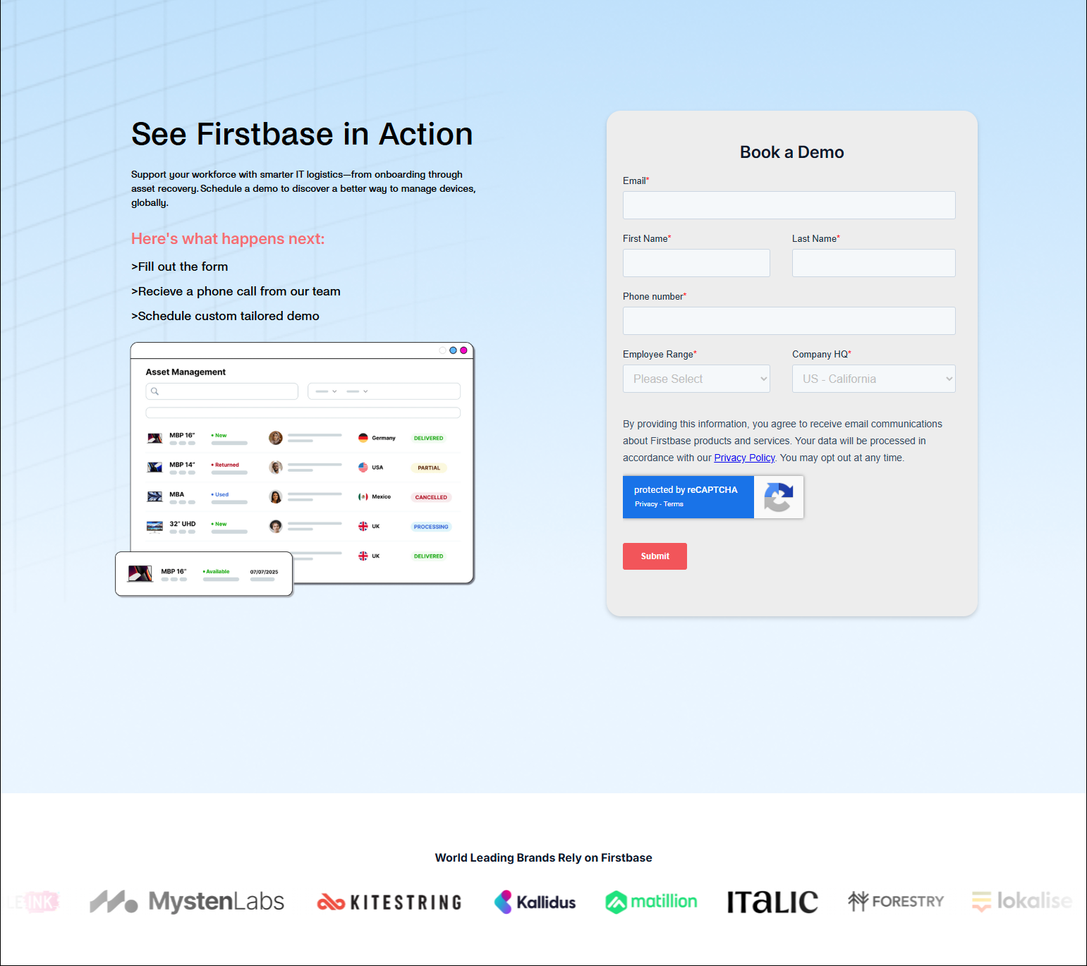 Contact Sales @Firstbase