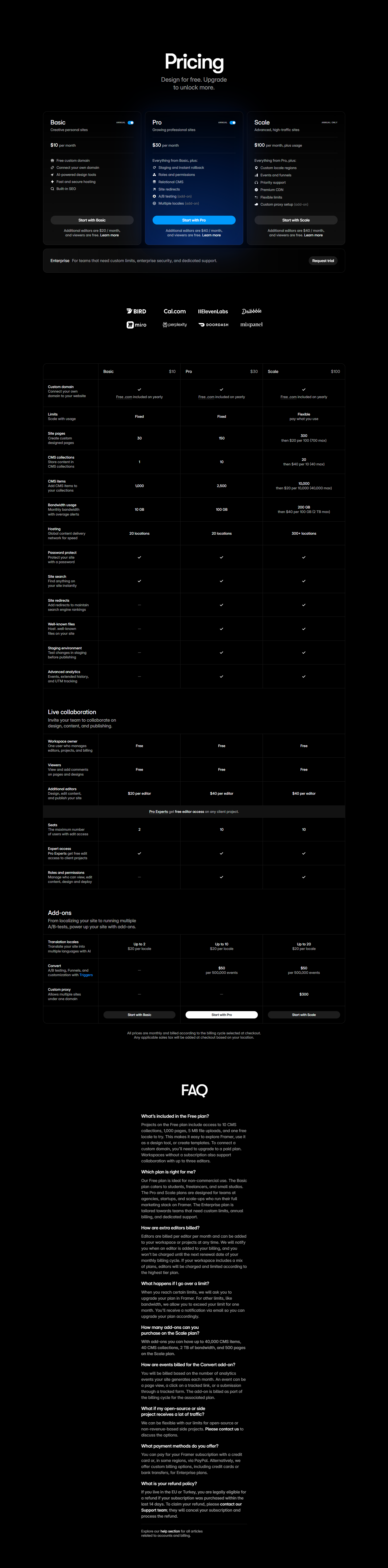 Pricing Page @Framer
