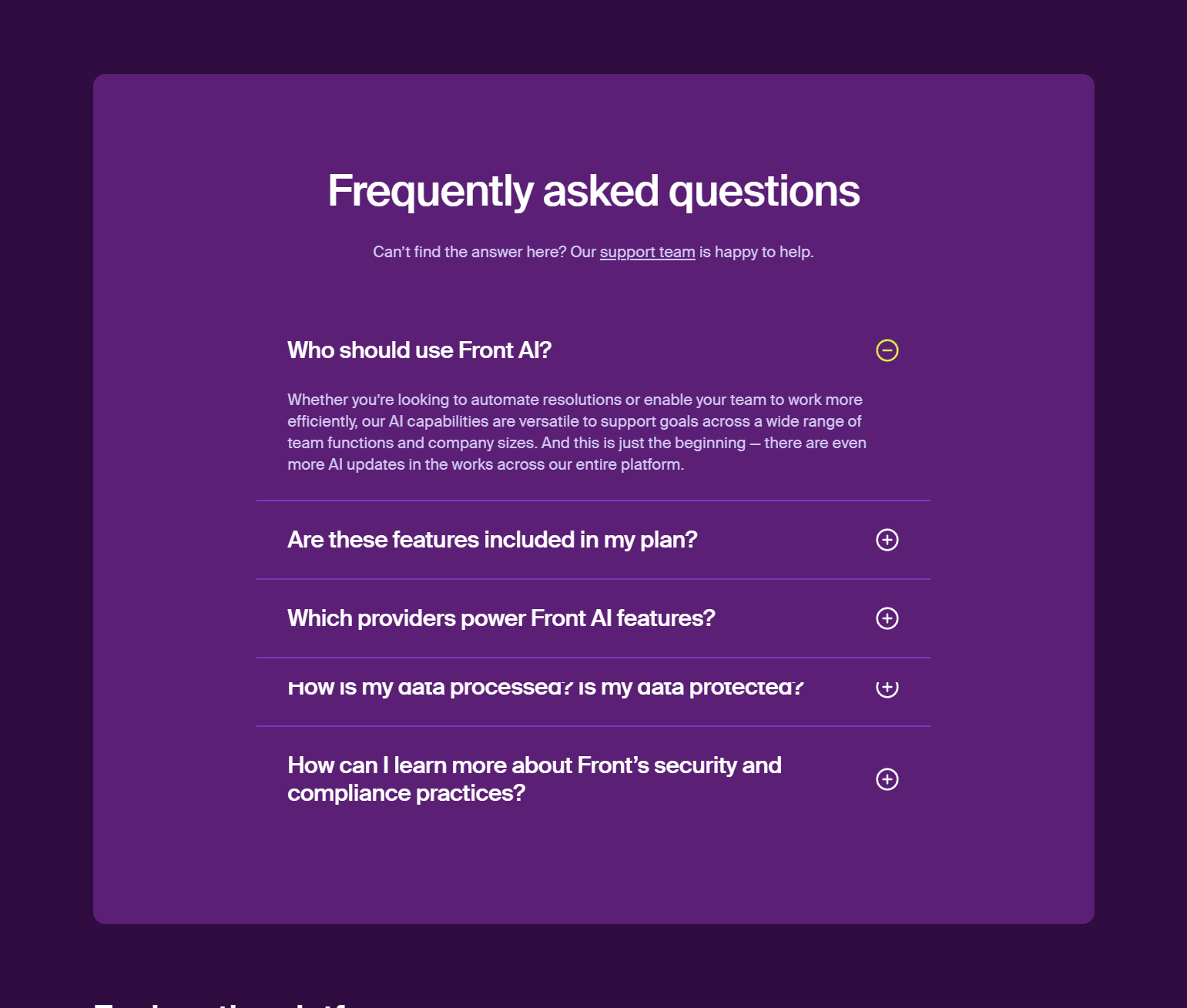 FAQ @Front