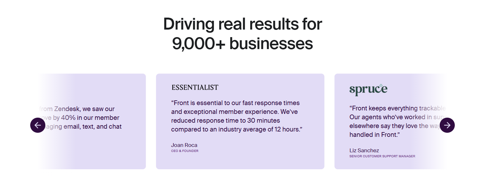 Testimonials Section @Front